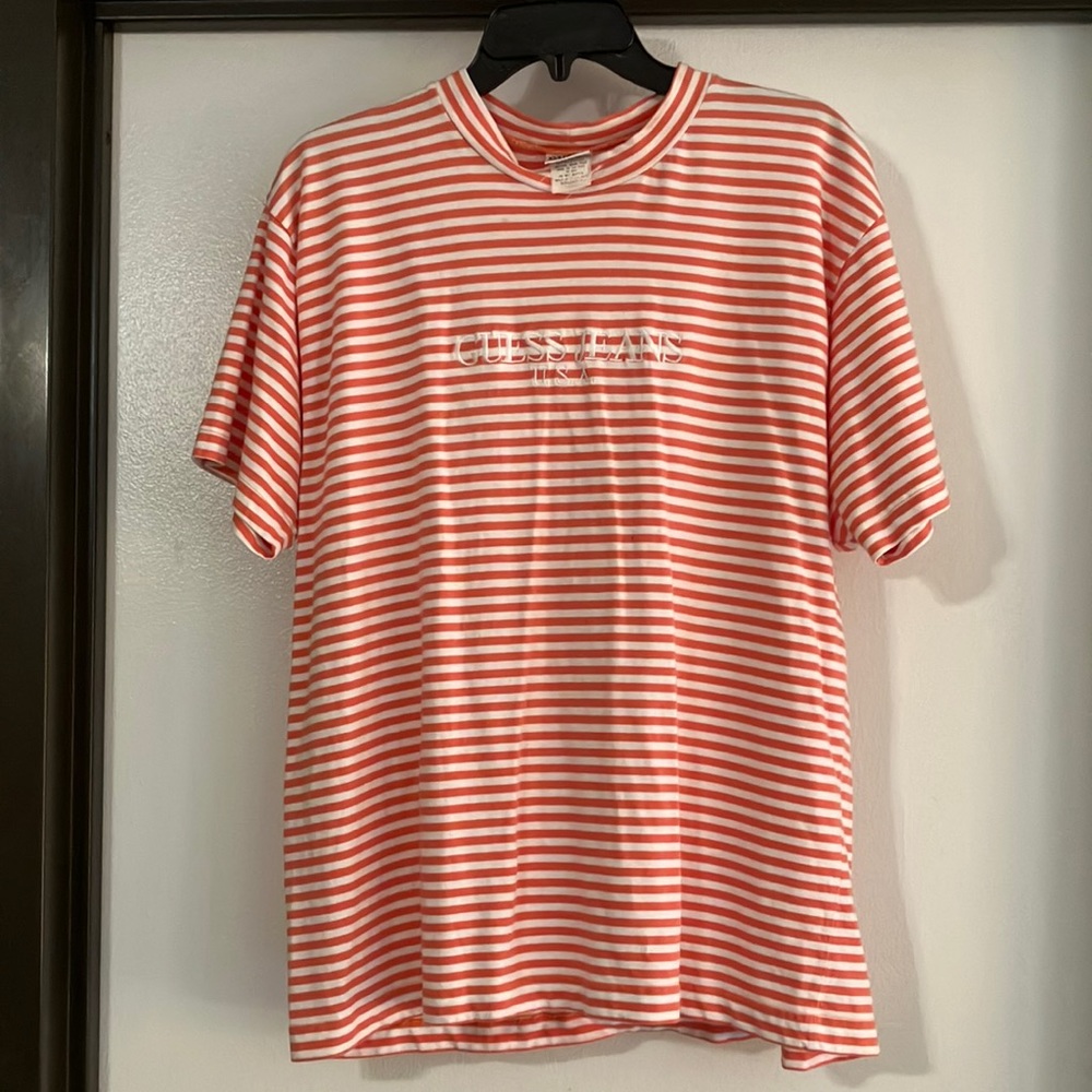 Vintage Guess Pink and White Stripes Top